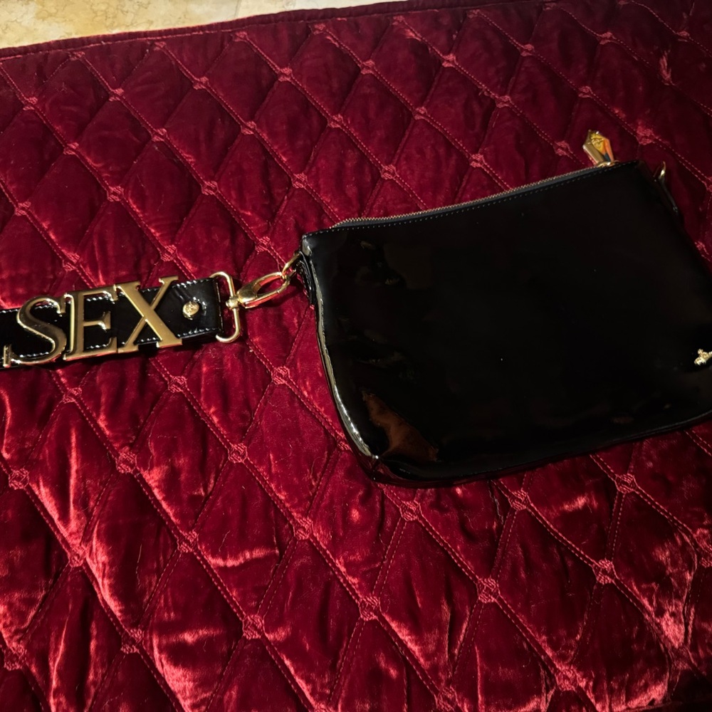 Vivienne Westwood Black Clutch with Gold Lettering
